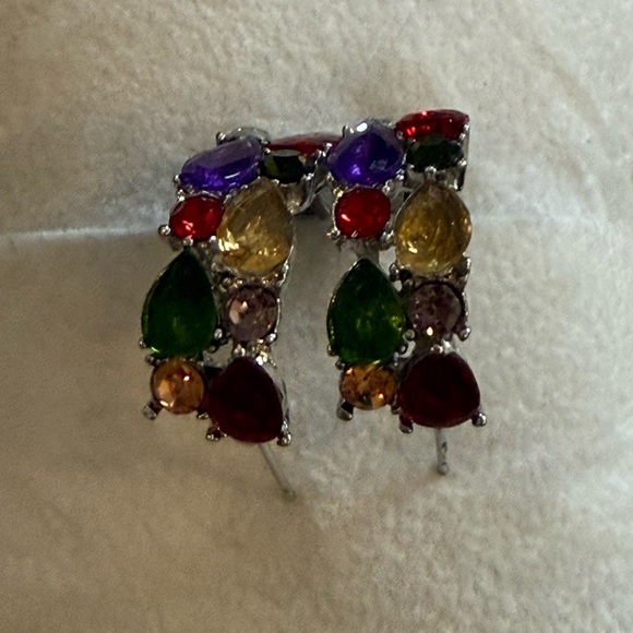 Multicolor CZ Pierced Hoop Earrings – Brand New - Picture 8 of 10